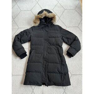 Canada Goose Women's Black Hooded Midi Puffer Winter Coat sz Med